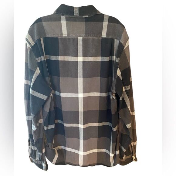 J. Crew New York Sz L Gray Plaid Classic Button-Up Collar Flannel Shirt - Picture 2 of 5